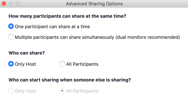 limit who can share their screen in a zoom meeting